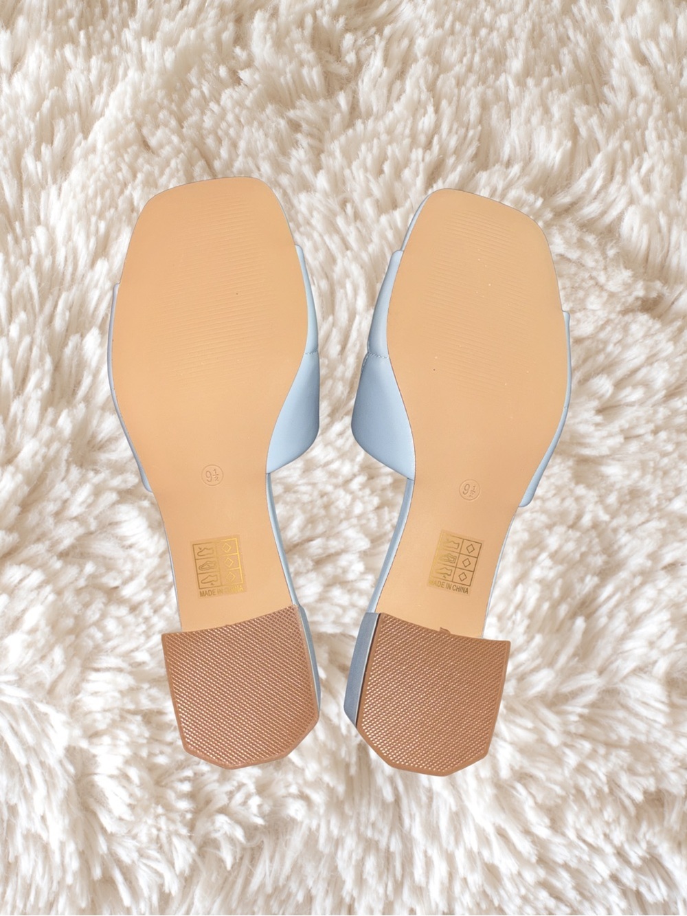 Journee Collection Powder Blue Quilted Slide Mules - Picture 6 of 6